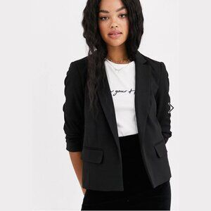 Miss Selfridge/ASOS Black Ruched Sleeve Blazer - Size 4
